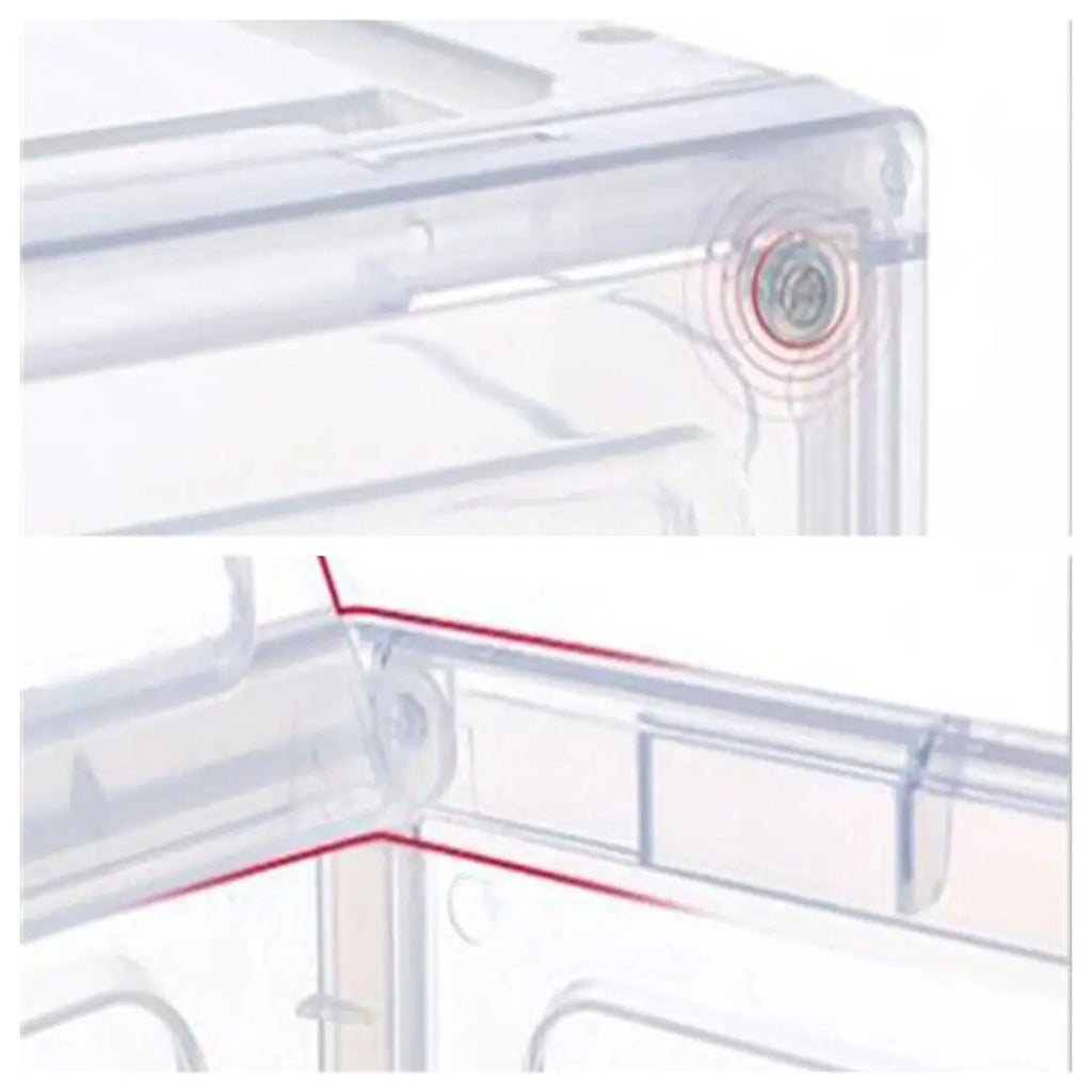 6 Pack Transparent Shoe Boxes, Magnetic Stackable Shoe Organiser with Flip Cover, Space Saving Clear Shoe Cases for Home Storage