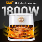 5.5L Manual Air Fryer Large Oven Low Fat Healthy Oil free Frying 1800W Black White