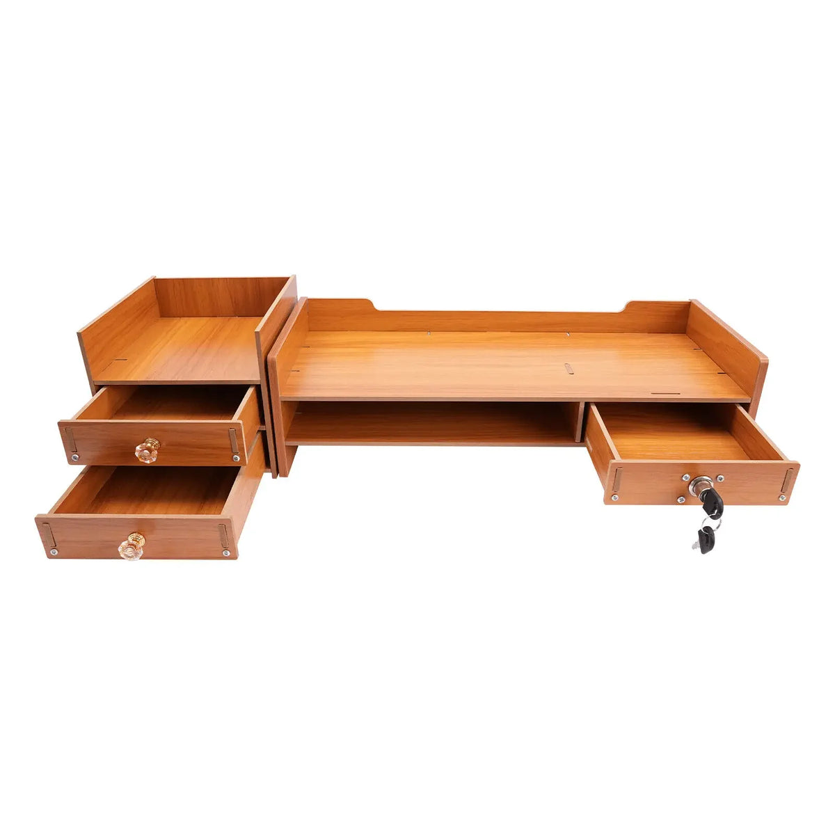 Wooden Computer Monitor Stand Computer Screen Riser Computer Rack and Drawer 3 Large Deep Drawers Keyboard Storage Laptop Plinth Detachable Computer Rack and Drawer for Study Living Room