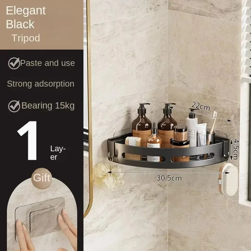 NEW 3/2/1 PCS Adhensive Bathroom Shampoo Holder Shower Caddy Shelves Storage No Drill Shelf Corner Towel Holder Shelves For
