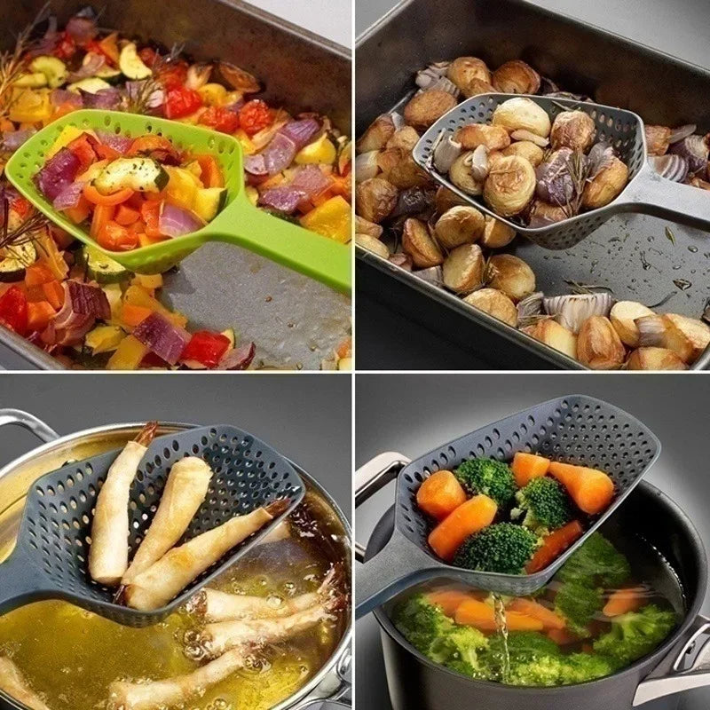 2026 Plastic Kitchen Cooking Shovel Soup Spoon Large Colander Food Strainer Scoop Drain Filter Household Tools