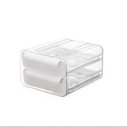 Double-Layer Egg Storage Drawer Box, Holds 32 Eggs, Transparent Body, Easy Access, White