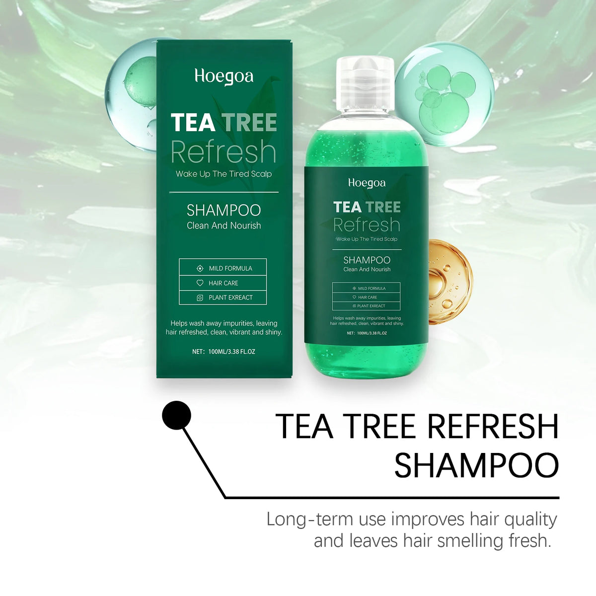 Tea Tree Essential Shampoo Natural Formula Oil Control Anti Dandruff Scalp Purifying Cleansing Soothing Moisturizing Hair