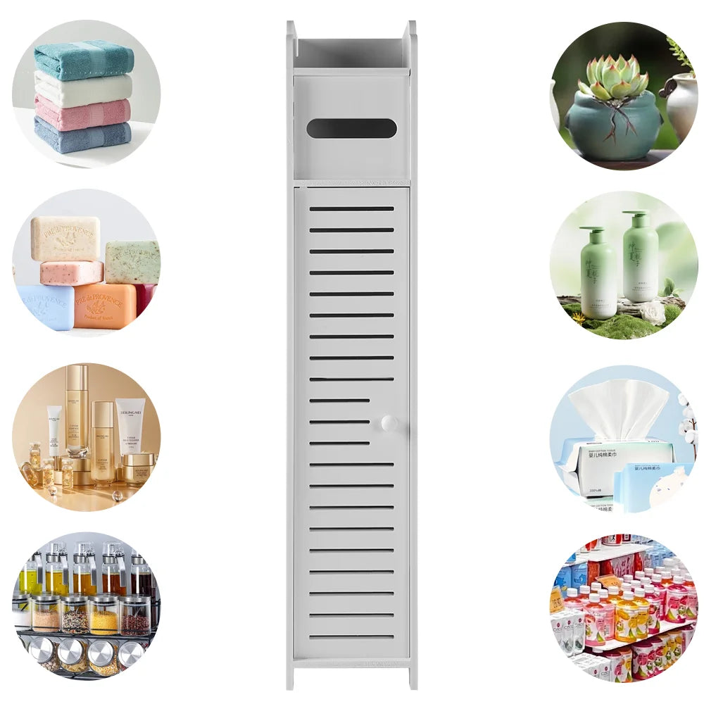 Bathroom Storage Cabinet Toilet Paper Narrow Holder Stand Save Space Multi Layered Bathroom Cabinet Large Capacity Storage Shelf