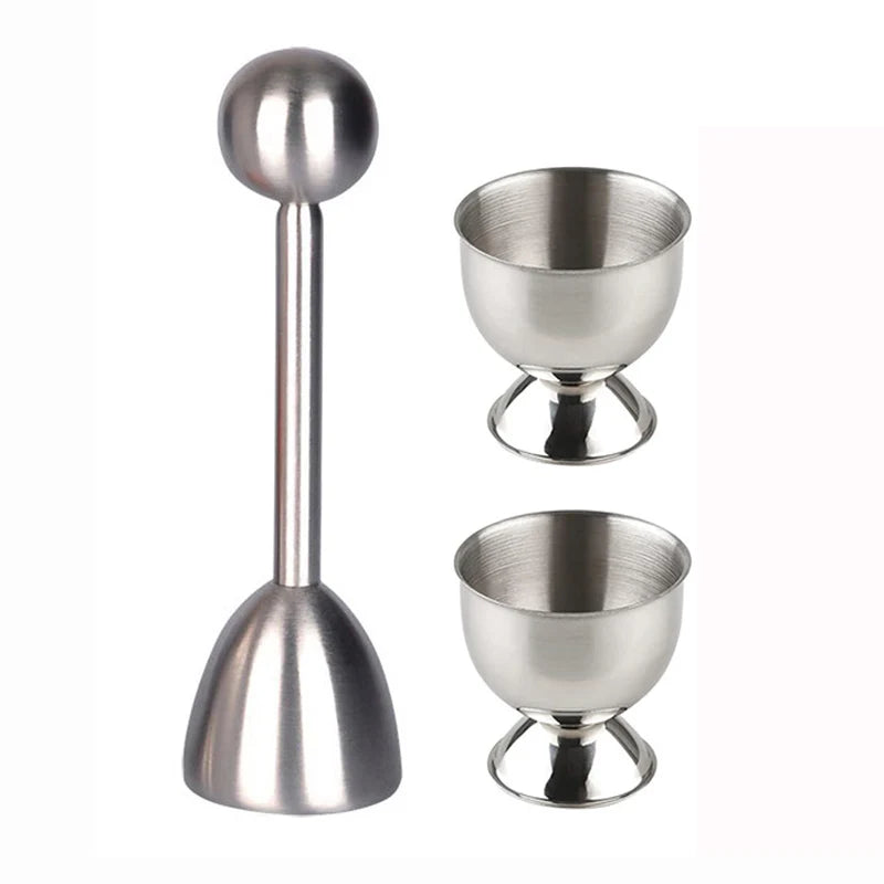 Egg Shell Opener Stainless Steel Egg Cup Holders Hard Soft Boiled Egg Topper Cutter Cracker Kitchen Tools Gadget for Cooking