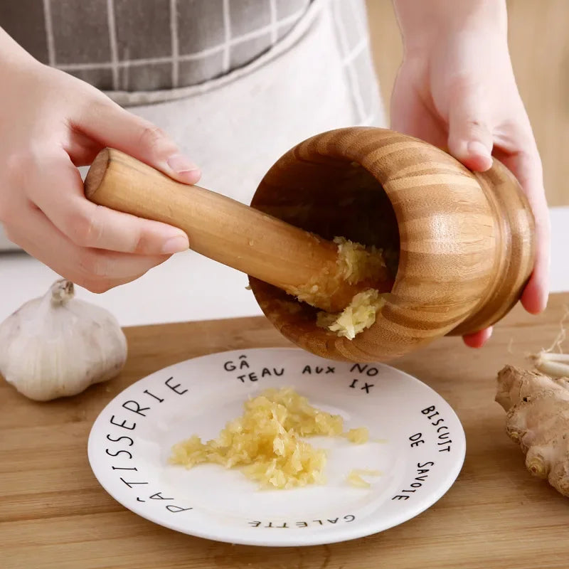Nature Bamboo Mashed Garlic Garlic Herb Spice Mixing Grinding Crusher  Kitchen Gadgets Accessories