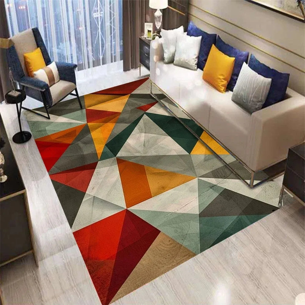 Luxury Area Mat Premium for Living Room Bedroom Office and Outdoor Beige and Brown Geometric Pattern Comfortable Mats Decor INS
