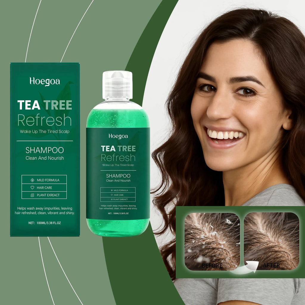Tea Tree Essential Shampoo Natural Formula Oil Control Anti Dandruff Scalp Purifying Cleansing Soothing Moisturizing Hair