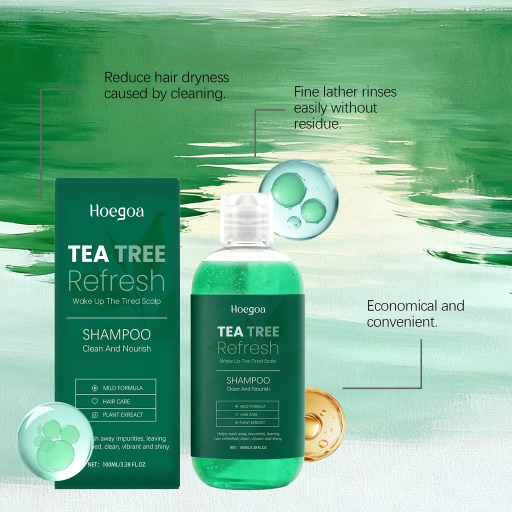 Tea Tree Essential Shampoo Natural Formula Oil Control Anti Dandruff Scalp Purifying Cleansing Soothing Moisturizing Hair