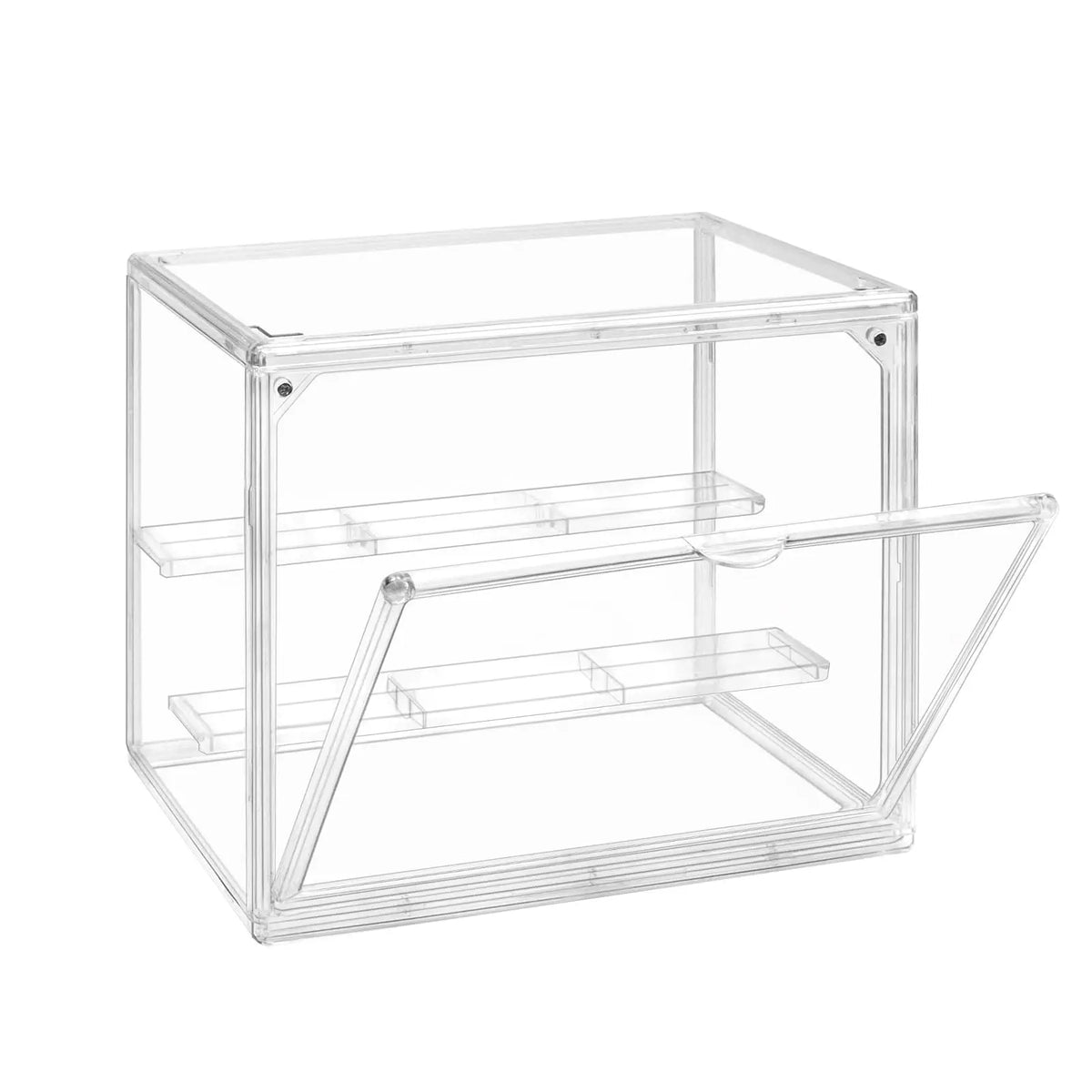 6 Pack Transparent Shoe Boxes, Magnetic Stackable Shoe Organiser with Flip Cover, Space Saving Clear Shoe Cases for Home Storage